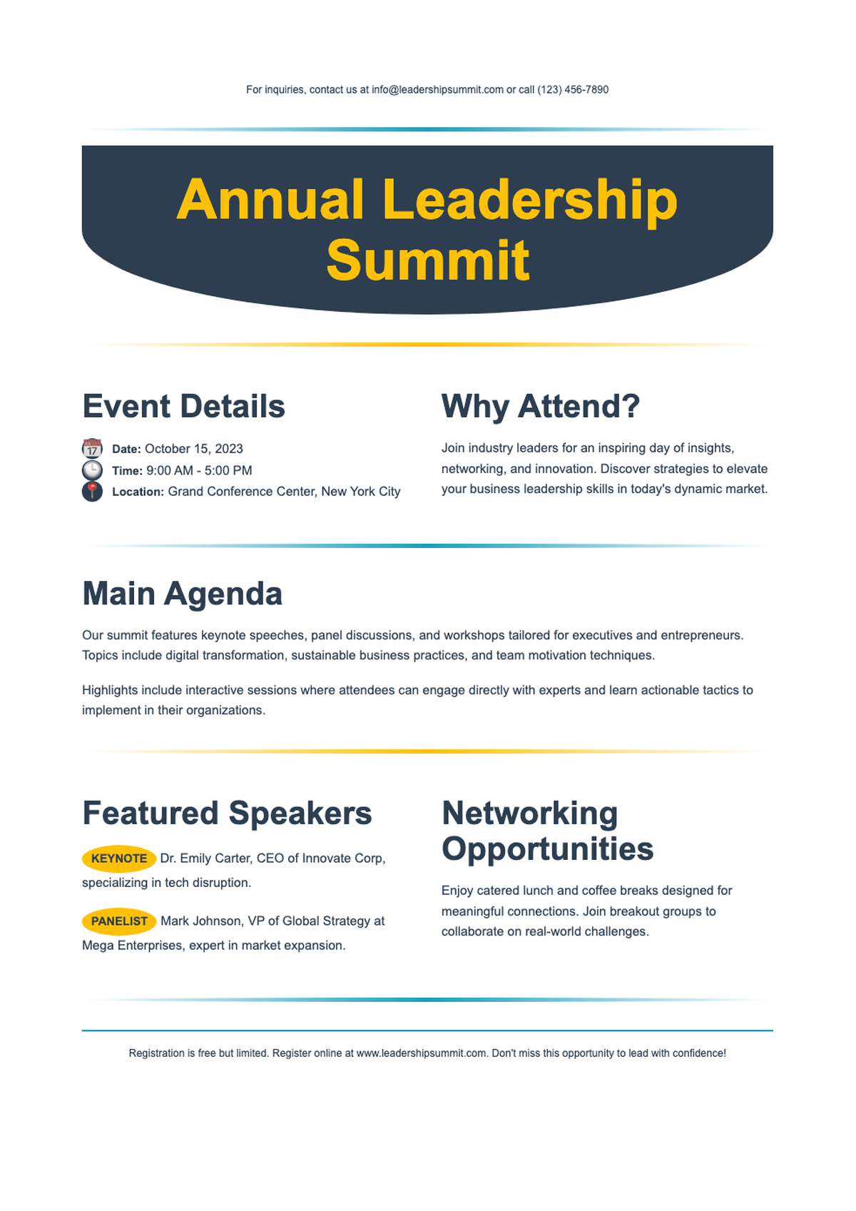 Modern business flyer template with abstract wave design and placeholder text_variant_1